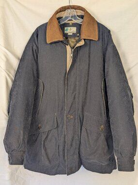 Rainforest Men's L Black 2-in-1 Field Barn‎ Coat Removable Down Filled Liner Y2K